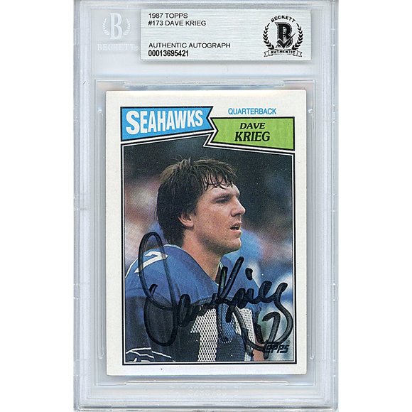 Dave Krieg Seahawks Signed 1987 Topps Football Card Beckett BAS Autograph Slab - Picture 1 of 5